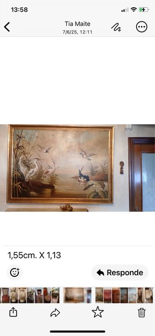 Cuadro al óleo aves acuáticas
