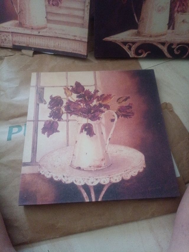 3 Cuadros Flores Vintage