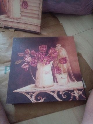 3 Cuadros Flores Vintage