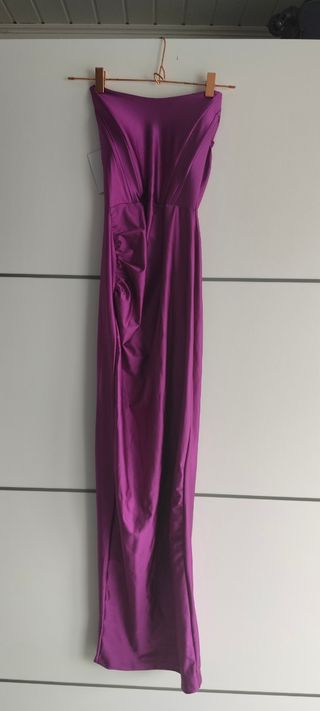 Vestido tubo morado - palabra de honor