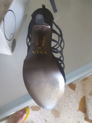 Sandali neri con strass indossato una sola volta