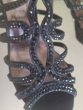 Sandali neri con strass indossato una sola volta