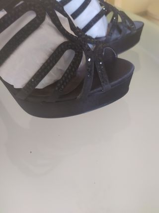 Sandali neri con strass indossato una sola volta