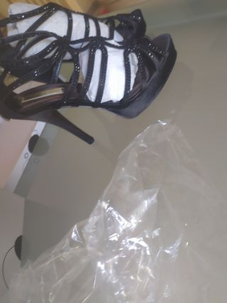 Sandali neri con strass indossato una sola volta