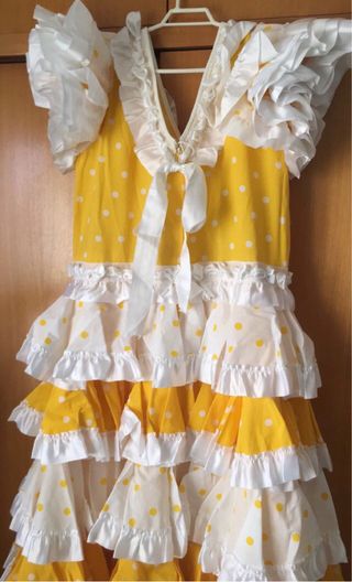 Traje gitana niña amarillo lunares
