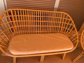 Sofá y 2 sillones ratán