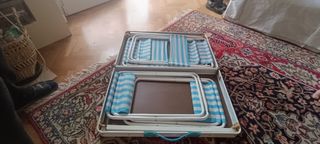 Tavolo e 2 sedie da picnic e 2 sgabelli vintage