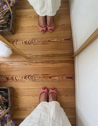 Cuñas vichy rojas esparto