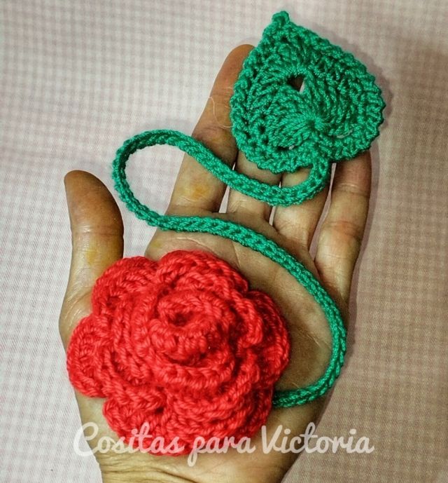 Marcapáginas crochet rosa Consulta lote ❤️