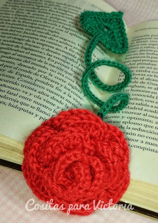 Marcapáginas crochet rosa Consulta lote ❤️