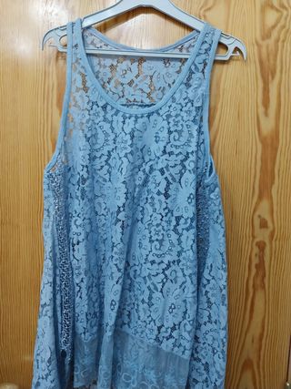 Vestido azul ibicenco doble capa