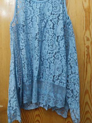 Vestido azul ibicenco doble capa