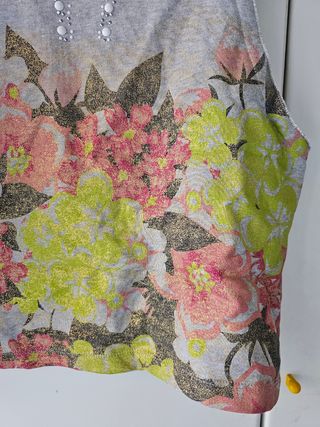 Top Fracomina fiori grigio