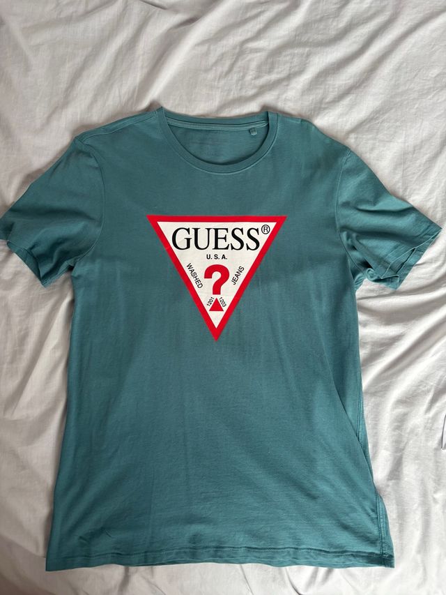 Camiseta GUESS L - Verde azulado