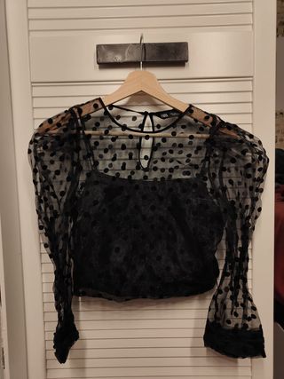 Blusa negra Zara - lunares