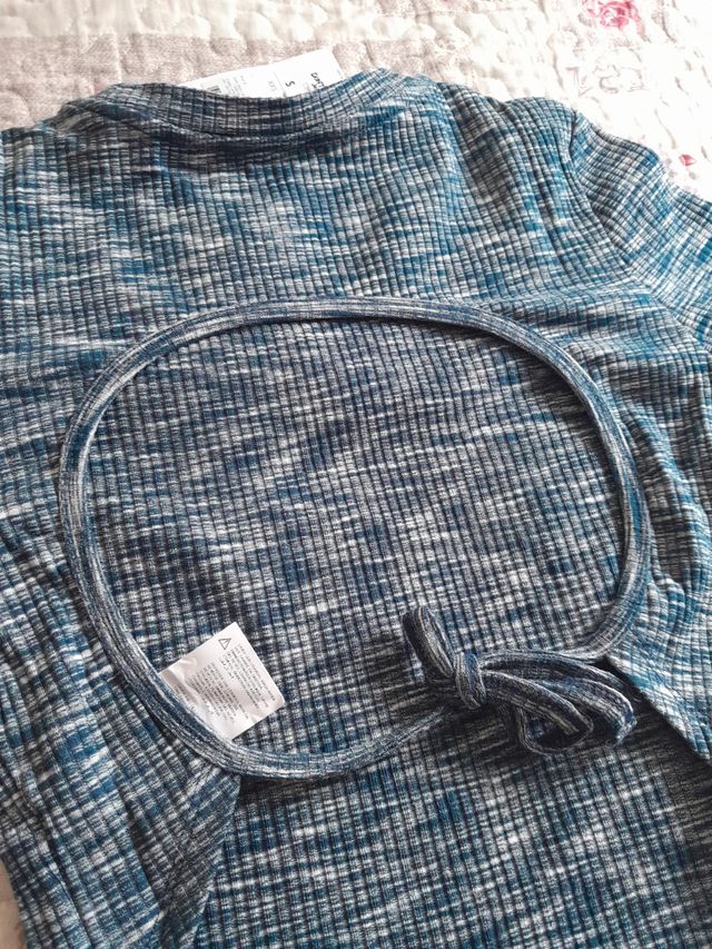 Top corto blu grigio Tg S