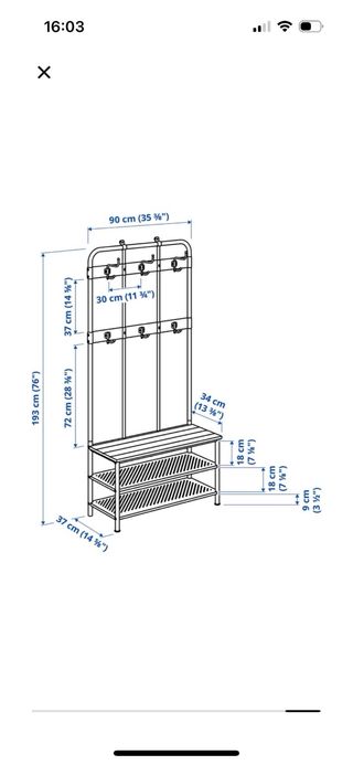 Perchero zapatero Ikea PINNIG - Negro