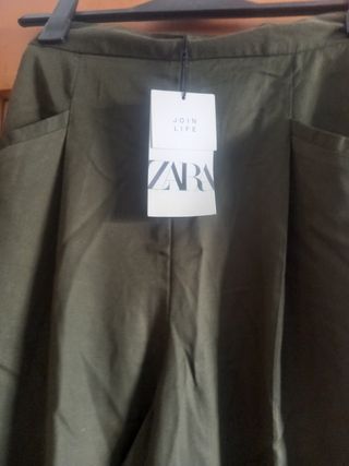 Pantalones Zara verdes militares -talla S