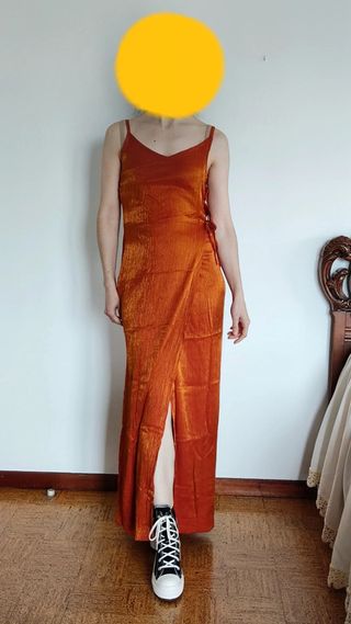 Vestido largo naranja pareado S 36 verano pareo