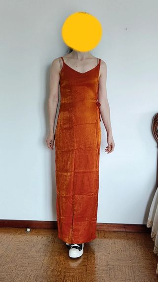 Vestido largo naranja pareado S 36 verano pareo