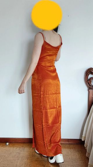 Vestido largo naranja pareado S 36 verano pareo
