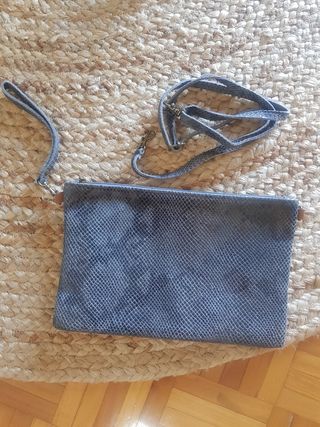Bolso piel gris - bandolera