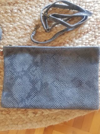 Bolso piel gris - bandolera