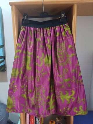 Gonna lunga fantasia verde viola