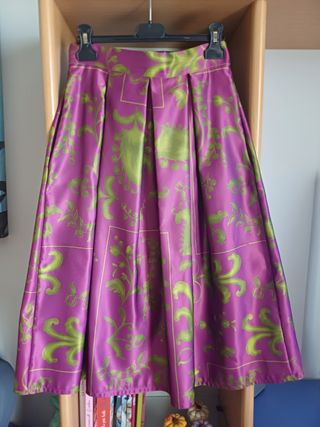 Gonna lunga fantasia verde viola