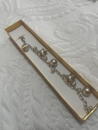 Pulsera plata charms estrellas