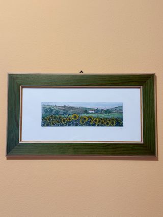 Quadro a tecnica acquaforte e acquerello: girasoli