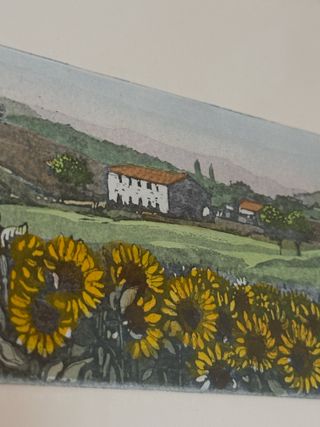 Quadro a tecnica acquaforte e acquerello: girasoli