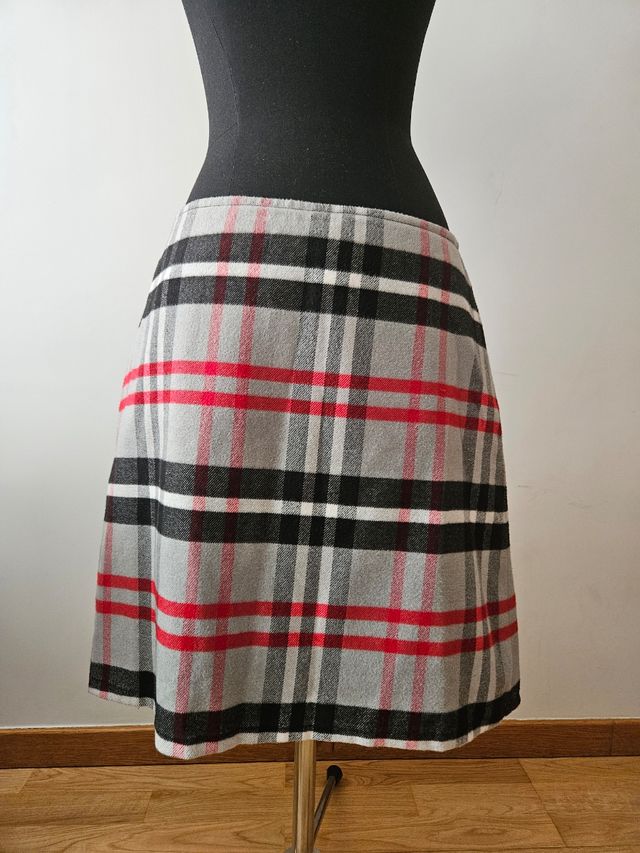 Falda cuadros vintage gris roja