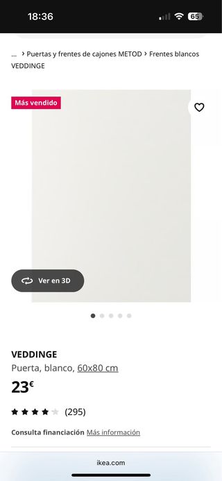 VEDDINGE IKEA 60x80cm Blanco