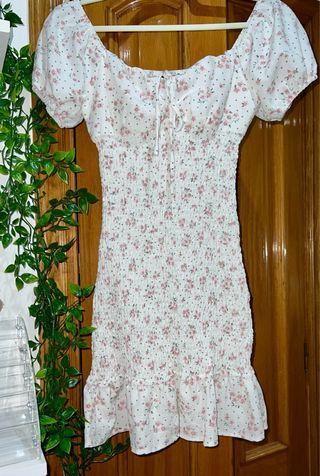 Vestido blanco flores - Talla S
