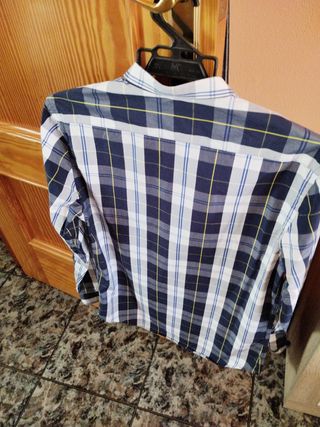 Camisa Zara Man cuadros azul - M