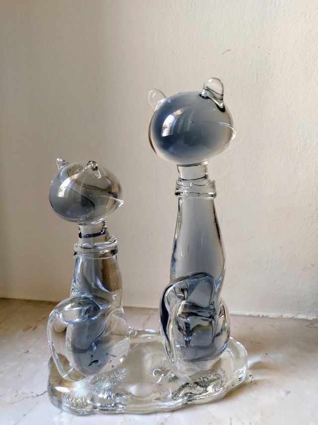 Sculture Gatti Vetro Murano Anni 70