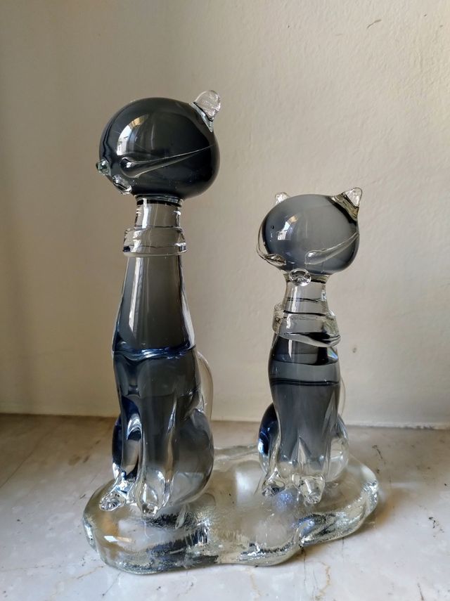 Sculture Gatti Vetro Murano Anni 70