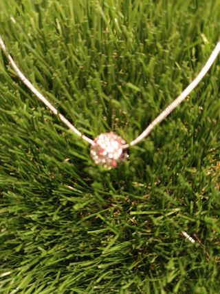 Collar bola brillante plata rosa