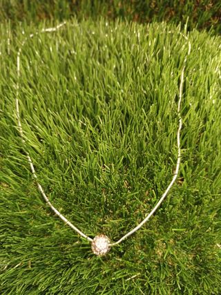 Collar bola brillante plata rosa