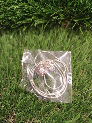 Collar bola brillante plata rosa