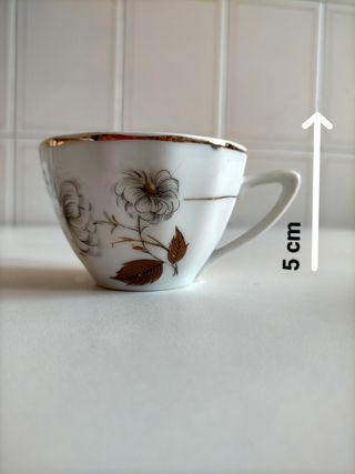 Juego café porcelana blanco-oro vintage