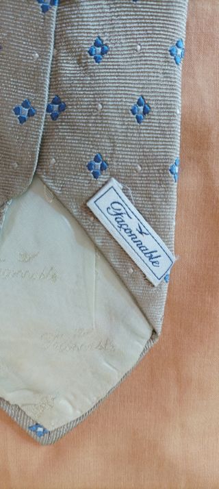 7 Corbatas seda - Azul, Verde y Beige. Hechas mano