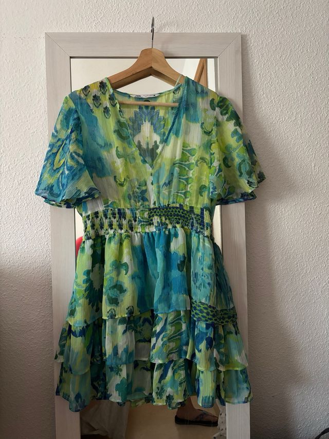 Vestido Zara mini - Azul & Verde