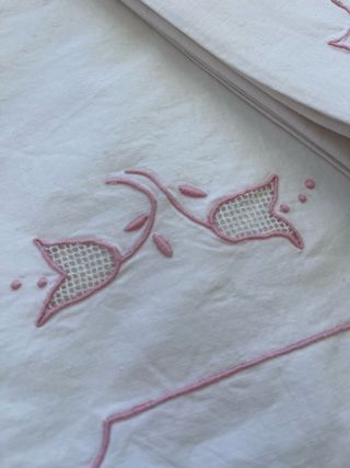 Sábanas antiguas 90cm - Rosa y blanco