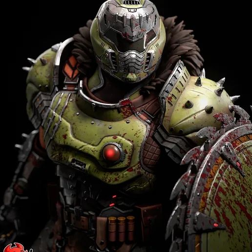 Figura del videogioco Doom Slayer dell'età oscura