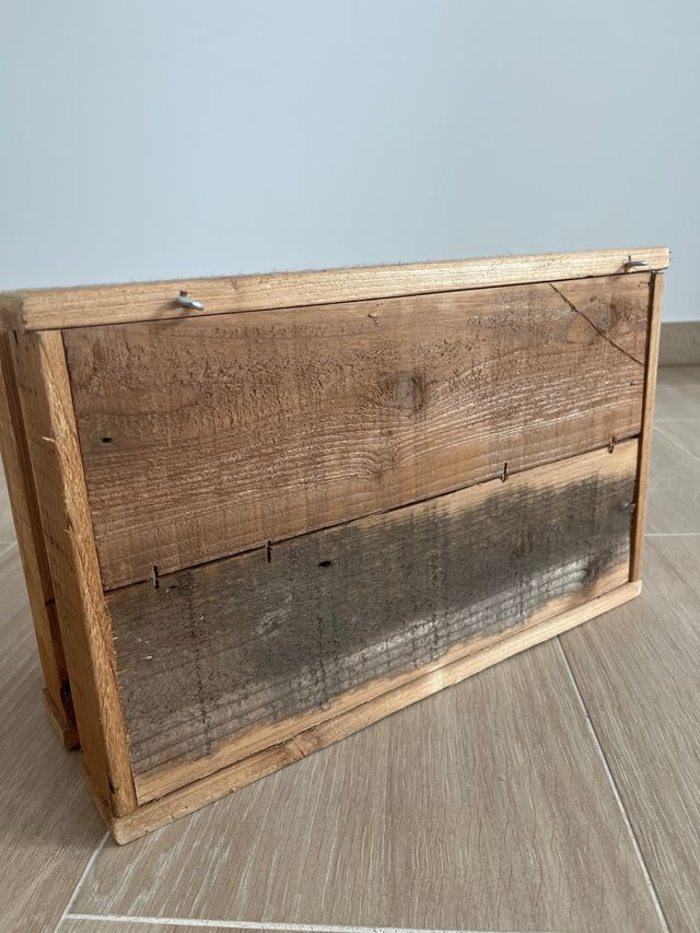 Cesta madera portavelas rústica