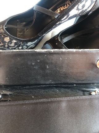 Zapatos tacón negros encaje plata