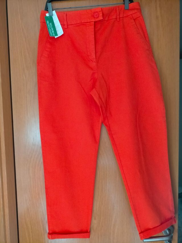Pantalón chino Benetton naranja