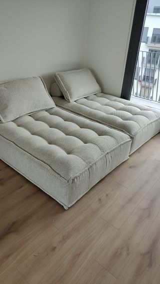 Sofá cama beige 2 plazas
